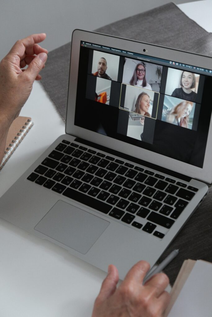 support groups ontario open laptop showing seven people on a zoom call